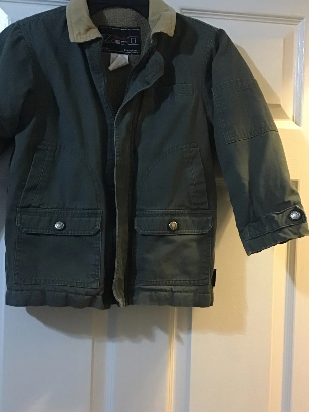 Rothschild Olive Green Kids Jacket with Tan Collar